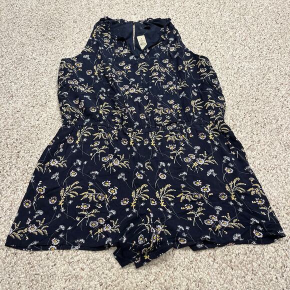 🌸 LOFT Navy Floral Halter Romper – Size 2X 🌸 - Picture 1 of 8